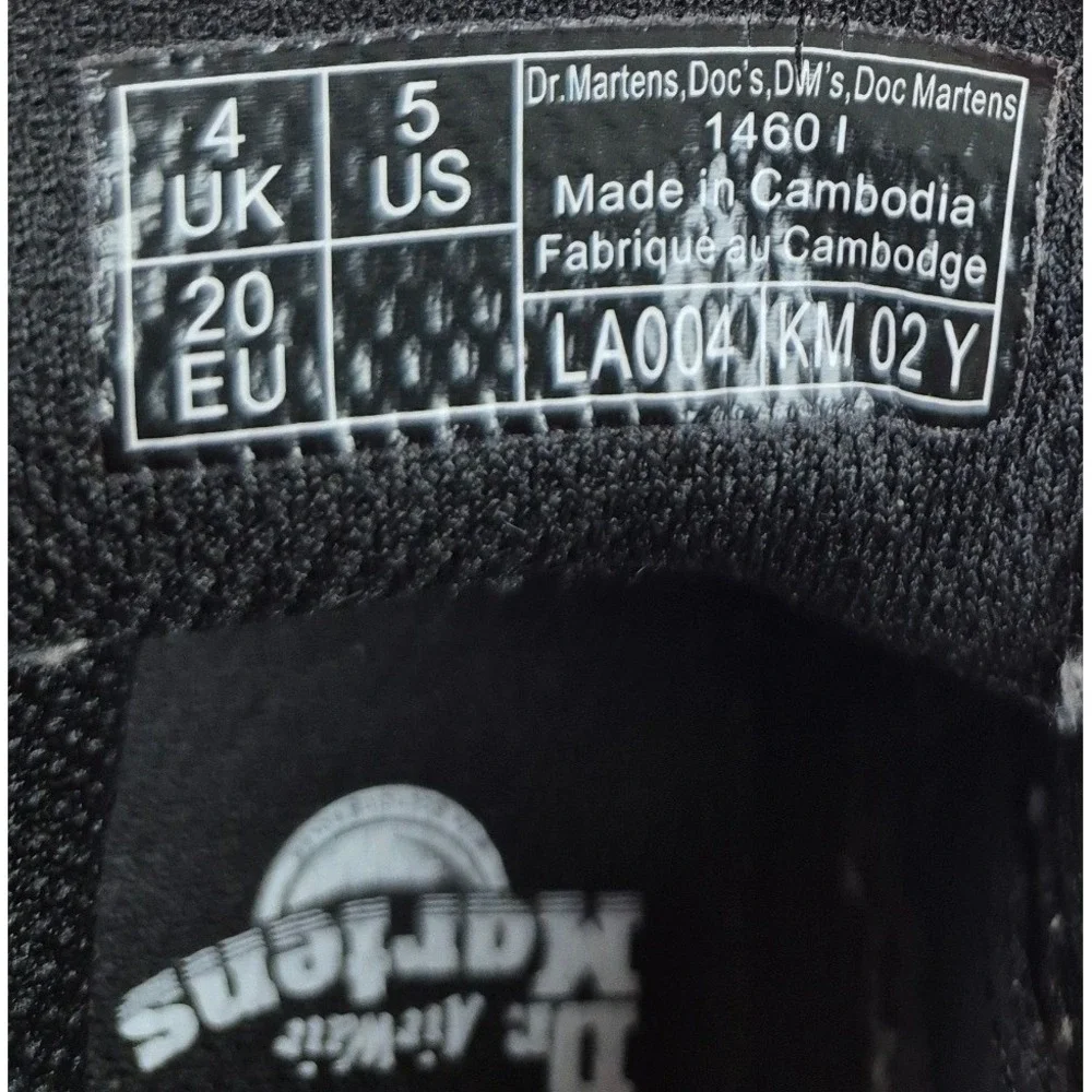 Dr Martens 1460 I Kids Boots Black Leather Lace Up Side Zip Size 5 US 4 UK 20 EU